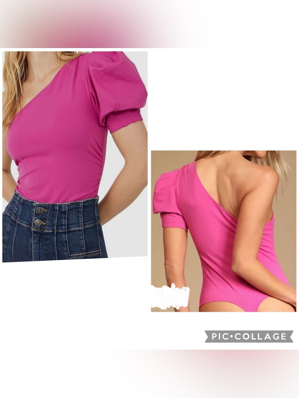 FREE PEOPLE Women’s Fuschia Pink SOMETHIN BOUT YOU One Shoulder Bodysuit Size S